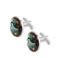thumbnail image 2 of Woodpecker Elegant Silver Men's Cufflinks for Formal Attire, Made of Stainless Steel, for Business Meetings, 2 of 6