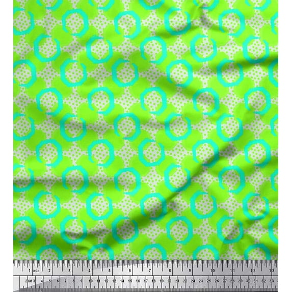 Soimoi Cotton Jersey Fabric Dot,Circle & Honeycomb Design Geometric Printed Fabric 1 Yard 58 Inch Wide