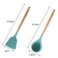 thumbnail image 2 of Non-stick Silicone Cooking Utensils Wooden Handle Kitchen Gadgets Utensil Set for Nonstick Cookware, 2 of 5