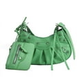 thumbnail image 3 of Women's 2022 Soft Half Moon Underarm Shoulder Bag - Hip-Hop Style Solid Color PVC Purse with Rivet Decoration, Retro Inspired Synthetic Leather Lining Party Handbag (Mother-Daughter Design), 3 of 7