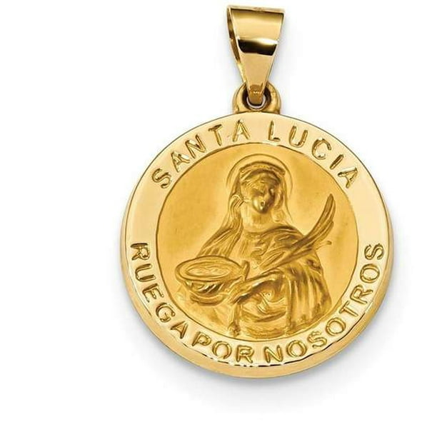 Wellnessmarketer Religious Pendants 14k Yellow Gold Polished And Satin Hollow Spanish St Lucy Medal Pendant Com - Saint Lucy Gold Pendant Wellnessmarketer Religious Pendants 14k Yellow Gold Polished And Satin Hollow Spanish St Lucy Medal Pendant Com - Saint Lucy Gold Pendant