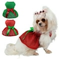 thumbnail image 2 of Aosijia 2PCS Dog Christmas Outfits Small Dog Holiday Dress Glitter Puppy Costume Clothes with Bowknot L, 2 of 13