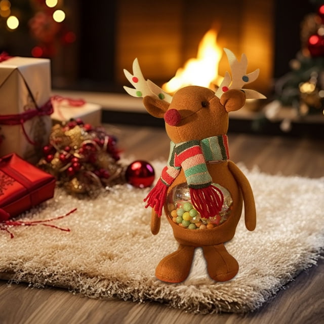 xihome Tarro de dulces navideño, bolsa de regalo, caja para aperitivos, contenedor de almacenamiento para fiestas, diseño de tela plstica