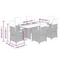 thumbnail image 2 of vidaXL 7 Piece Patio Dining Set with Cushions Gray Poly Rattan, 2 of 9