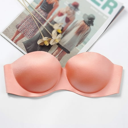 

PEASKJP Plus Size Strapless Bras for Women Snugly Wireless Medium Impact Plus Size Padded Sports Bra Women s Lingerie 34 Pink