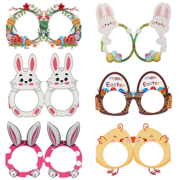 6 vasos de papel con forma de conejito de dibujos animados para niños y adultos, accesorios fotográficos para fiestas, divertidos vasos de conejo de Pascua para decoraciones de cumpleaños y celebrac