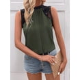 thumbnail image 6 of Women'S Lace Sleeveless Tops Pleated Summer Tank Tops 2025 Dressy Casual Sleeveless Shirts Blouse Military Green XL, 6 of 9