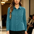 thumbnail image 5 of cocolona Button Down Blouses for Women Solid Color Long Sleeve Collared Shirts Basic Dressy Casual Fall Tops, 5 of 6