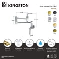 thumbnail image 4 of Kingston Brass KS5107KL Whitaker Two-Handle 1-Hole Wall Mount Pot Filler Faucet in Brushed Brass, 4 of 5