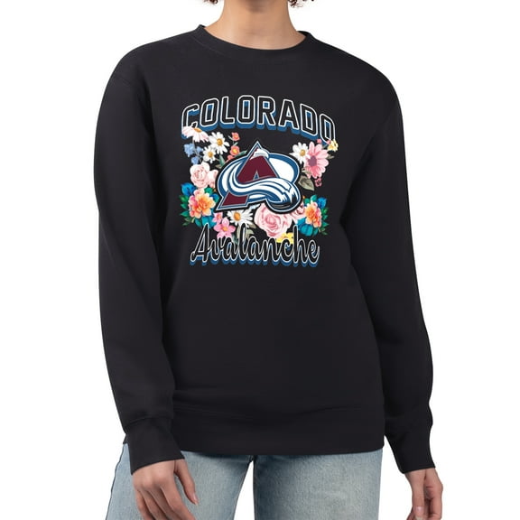 Women's G-III 4Her by Carl Banks Black Colorado Avalanche Flower Logo Pullover Sweatshirt