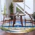 thumbnail image 4 of Summer Scenery Round Living Room Rugs 7 ft, Watercolor Beach Chair Washable Area Rug with Non-Slip Sturdy Edge Binding Round Carpet for Kitchen Office Bedroom, 4 of 9