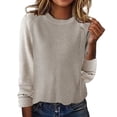 thumbnail image 5 of Bovemsi Sweaters for Women Cozy European And American Solid Color Loose Ladies Autumn One Word Shoulder Exposed Fall Sweaters, 5 of 6