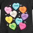 thumbnail image 3 of Instant Message - Colorful Sweethearts Candies Fitted Short Sleeve Graphic T-Shirt, 3 of 6