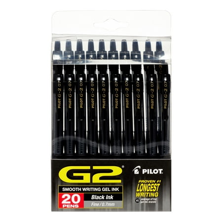 Pilot G2 Premium Retractable Gel Ink Rolling Ball Pen, Fine, Black, 20 Count (Best Thin Gel Pens)