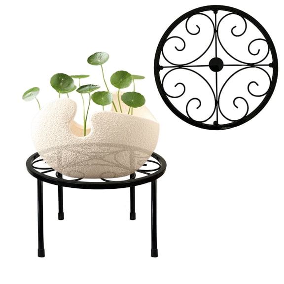 ZEECER Plant Stand Indoor Outdoor Set of 1, Retro Design 10'' Round Plant Rack, Rust-proof Coated Metal Plant Stand, Heavy Duty Flower Pot Stands Outdoor Plant Stands for Patio Garden Home Decor