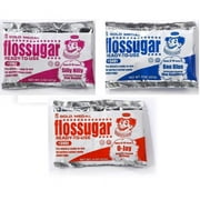 Cotton Candy Variety - Blue Raspberry, Orange, Pink Vanilla Cotton Candy Floss Sugar (8oz pouches) (3ct) (24 + servings)