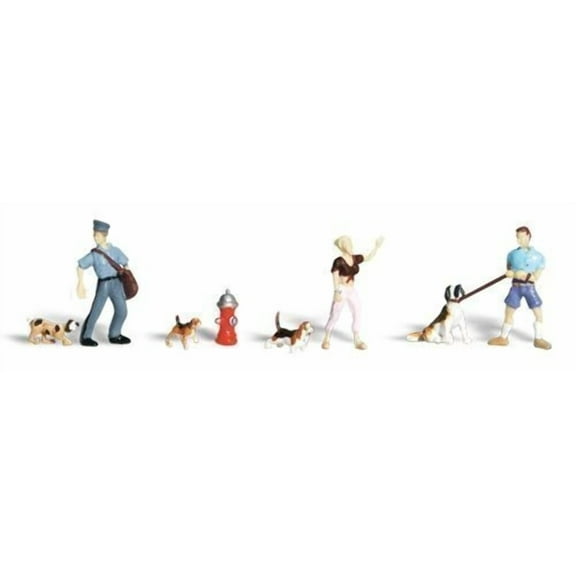 Woodland Scenics-Scenic Accents(R) Figures -- People & Pets (3 People, 3 Dogs) -