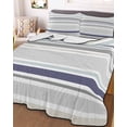 thumbnail image 3 of Quilts Queen Size, Gray Stripe Soft Comforter Bedding Set for Bed, Modern Abstract Art Navy Blue Striped Rustic Lightweight Quilted Bedspread with Pillow Cover(2 Pieces) for All Season, 90x96 Inch, 3 of 6