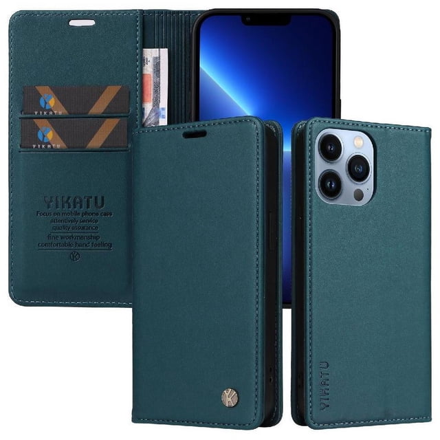 Funda para iPhone 13 Pro Max Estuche de Cuero PU Tipo Cartera con Ranuras para Tarjetas y Cierre Magnético