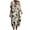 Khaki, variant on Women Plus Size Imitation Cotton Linen Dress Summer Fashion Floral Printed V Neck Short Sleeve Flowy Boho Casual Loose Beach Sun Midi Dress