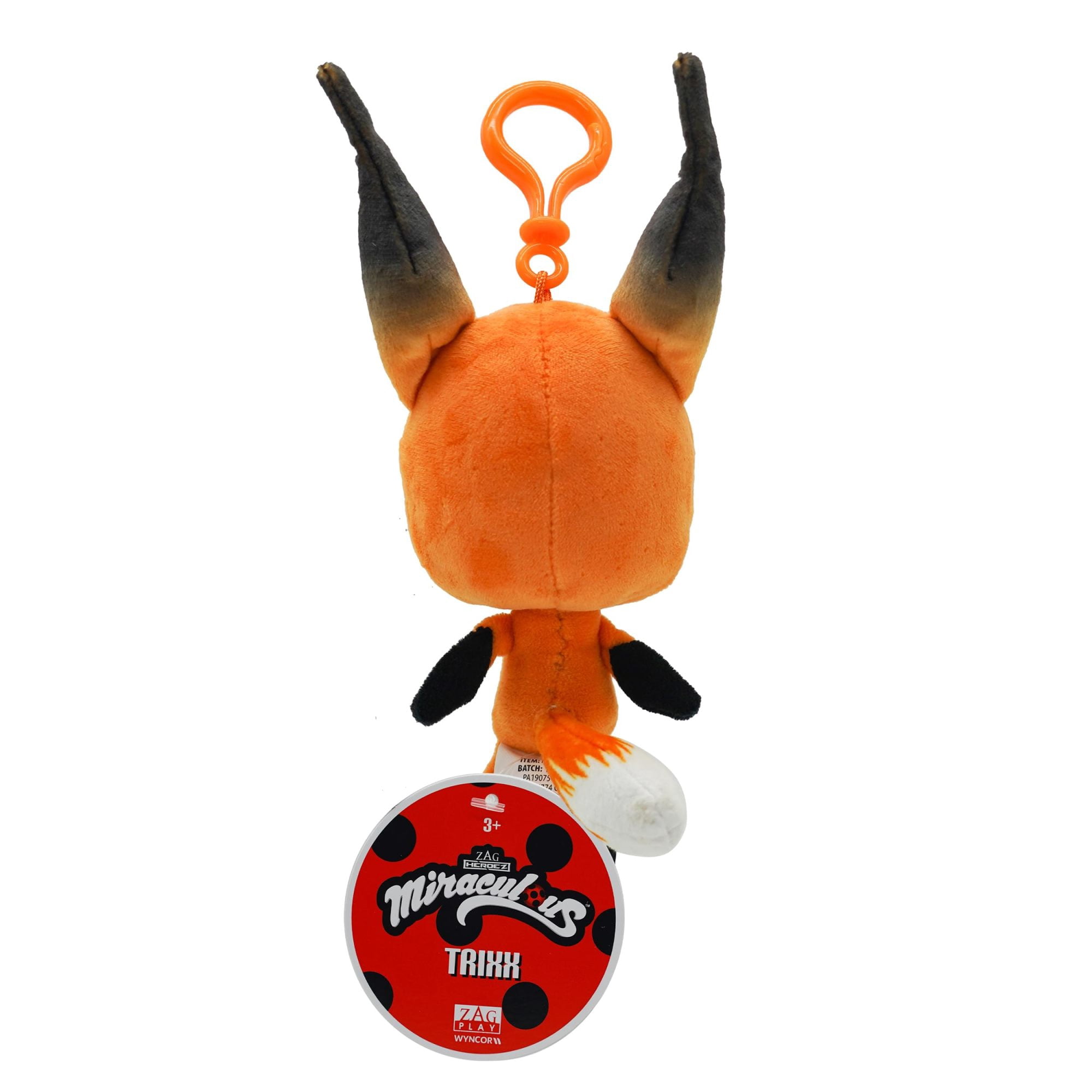 Miraculous Ladybug - Kwami Lifesize Trixx, 5-inch Fox Plush Clip