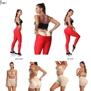 BIMEI 2PS Sponge Butt Lifter Padded Panties Womens Short Shapewear Hip Enhanced Underwear Tummy Control,Beige,3XL