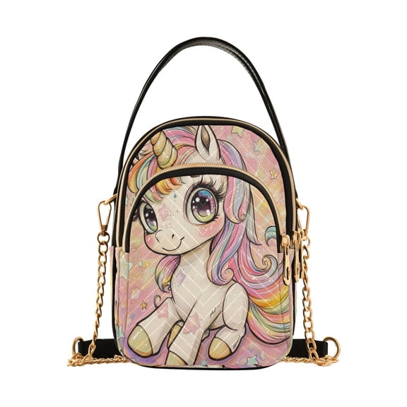 WOBOGO Pretty Unicorns Ladies Chain Shoulder Bag Fashion Designer Handbag Versatile Classic Style