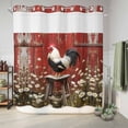 thumbnail image 6 of No Hook Shower Curtain, Red Rooster Shower Curtains for Bathroom with See Through Top Window, Farmhouse Animals Spring Floral Rustic Waterproof & Washable Bath Curtain Standard 72"x72", 6 of 9