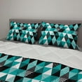 thumbnail image 2 of Geometric Comforter & Sham Bedding Set, Different Ornamental Triangles Pattern Dotted Scale Chevron, 3 pcs Duvet Set Microfiber Filling Quilt, 5 Sizes, Seafoam Grey, by Ambesonne, 2 of 4
