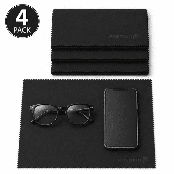 Fosmon Glasses Cleaning Cloths (4 Pack) 16"x16" Microfiber Eyeglass Cleaning Cloth Extra Large for Camera Lens, LCD TV Screen, Computer Laptop Monitors, Tablet and Electronics