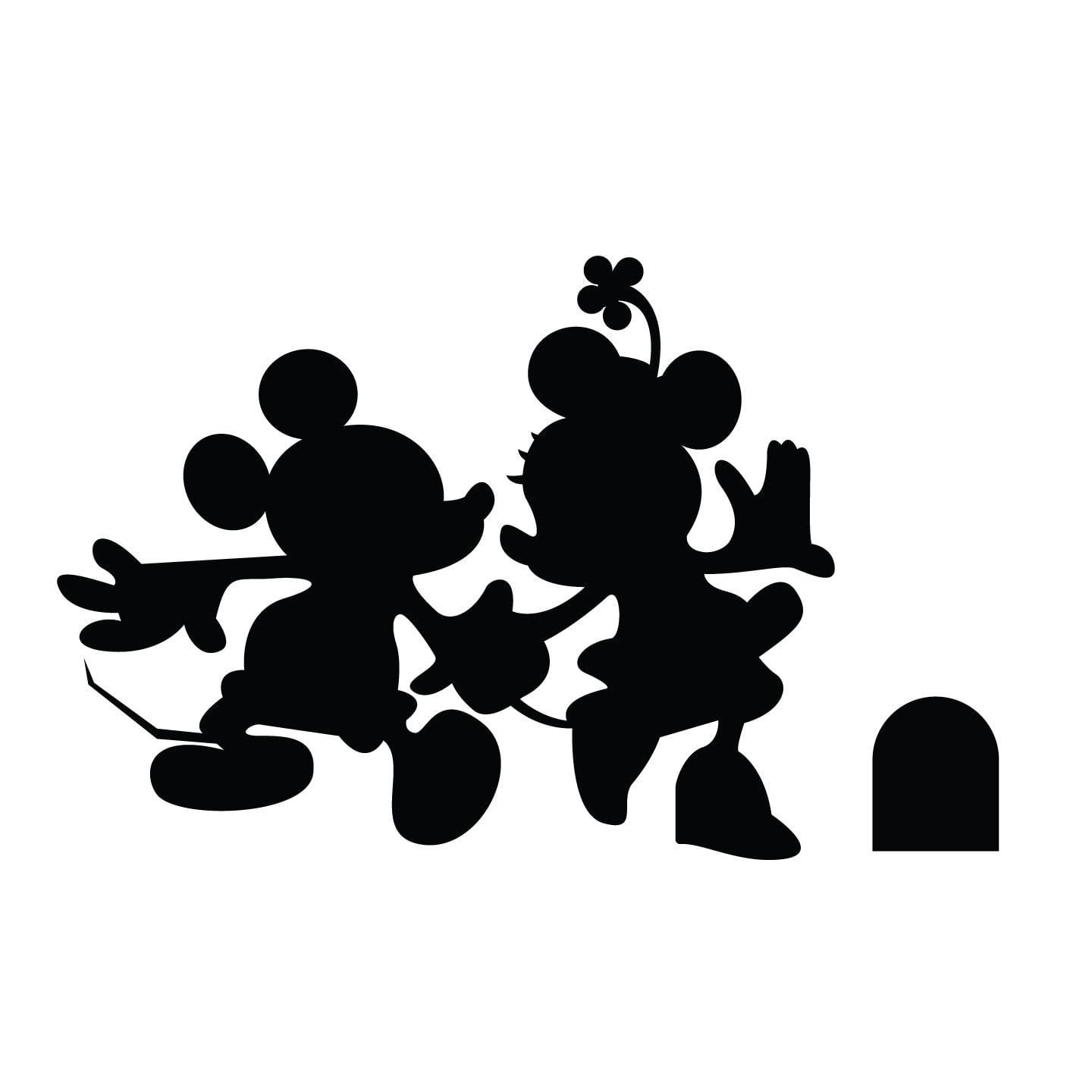 Walt Disney Mickey And Minnie Mouse Silhouette Vinyl Wall Decal - 10" x