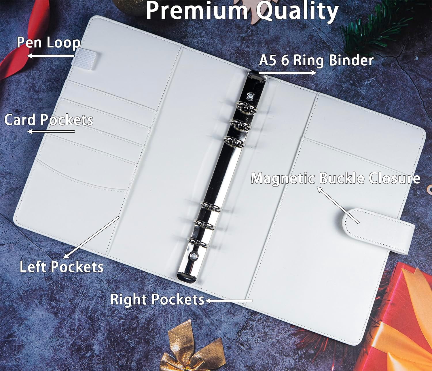 Photo card binder with 30 4-pocket card pages, 6 circular binders, A5 binder card collection book with 240 card slots
