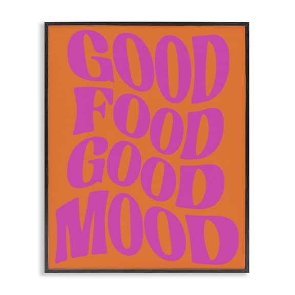 Stupell Industries Good Food & Mood Quotes and Sayings Painting Black Framed Art Print Wall Art, 11 x 14