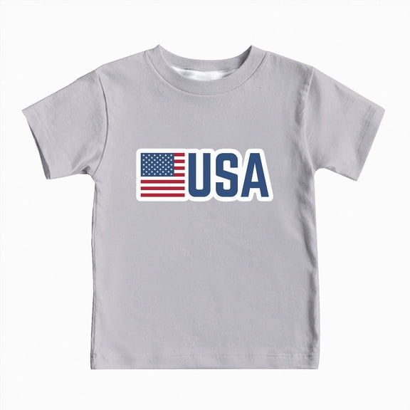 dmqupv Kids Red White and Blue Shirt Boys Kids 4th of July Patriotic Crewneck Tee American Flag USA Casual Wear Grey,8-9 Years