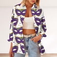 thumbnail image 4 of Sexlip Womens Mardi Gras Mask Print Blouse Button Front Design Soft Fabric Relaxed Silhouette for Holiday Gatherings White XXXL, 4 of 9