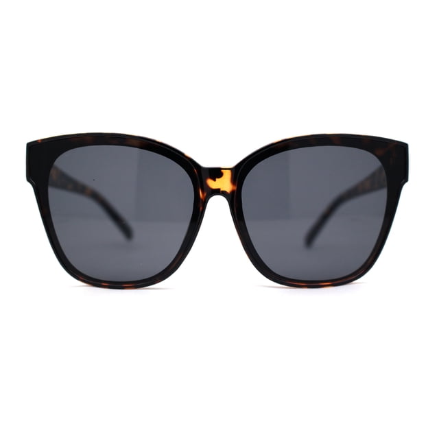 Womens Retro Oversize Inset Lens Horn Rim Plastic Sunglasses Tortoise Black