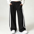 thumbnail image 3 of Asgosdo Sweatpants for Teen Girls High Waisted Wide Leg Color Block Trackpants Casual Baggy Fall Pants with Pockets Size 5-15Y, 3 of 7