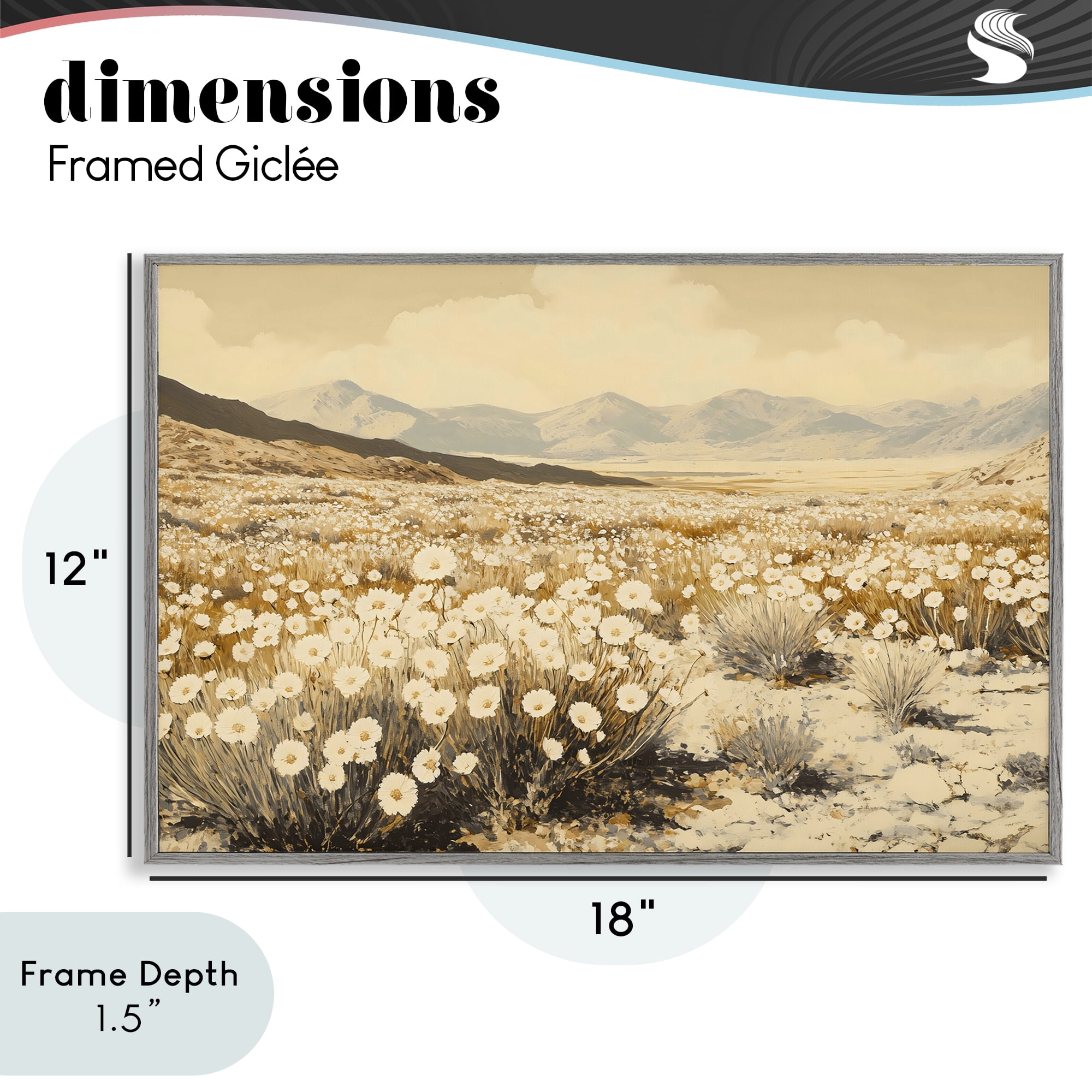 Stupell Industries Desert Wildflowers in Golden Valley Gray Framed Giclee Art, design by Franklyn Gregory
