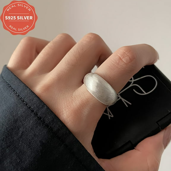 Elegant 925 Sterling Silver Ring for Women - Hypoallergenic Brushed Finish, Minimalist Fashion Statement, Versatile for Daily Wear and Gift-Giving, Anti-Oxidation Box Included, 3.5g,Silvery