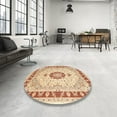 thumbnail image 4 of Ahgly Company Machine Washable Indoor Square Traditional Brown Gold Area Rugs, 5' Square, 4 of 7