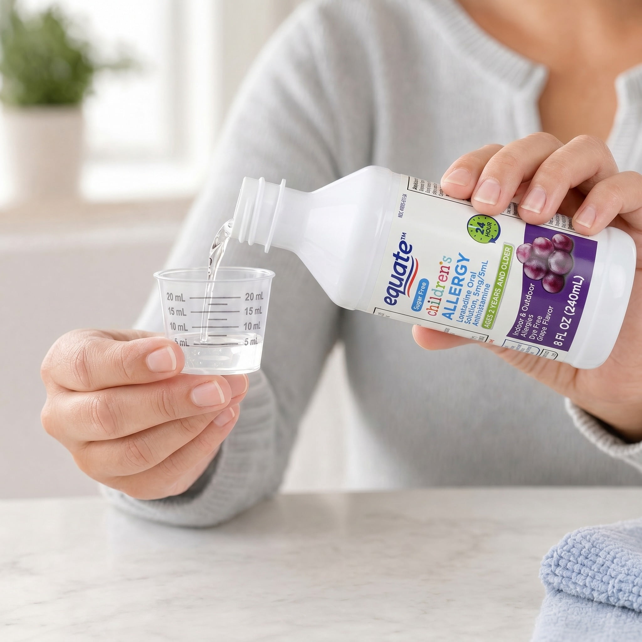 Equate Children's Allergy Non-Drowsy Loratadine Antihistamine Oral Solution, Grape Flavor, 5 mg, 8 fl oz
