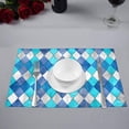 thumbnail image 2 of MKHERT Watercolor Argyle Plaid Pattern Teal Turquoise Diamond Shapes Placemats Table Mats for Dining Room Kitchen Table Decoration 12x18 inch,Set of 6, 2 of 4