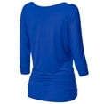 thumbnail image 2 of Thanth Womens Dolman Sleeves V-Neck Solid Shirring Drape Basic Tunic Top, 2 of 4