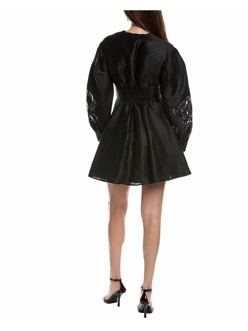 white long sleeve button up shirt dress Anais Long Sleeve Silk Shirt Dress, White M/L