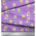 thumbnail image 3 of Soimoi Purple Velvet Fabric Cute Girl & Dots Printed Craft Fabric by the Yard 58 Inch Wide, 3 of 3