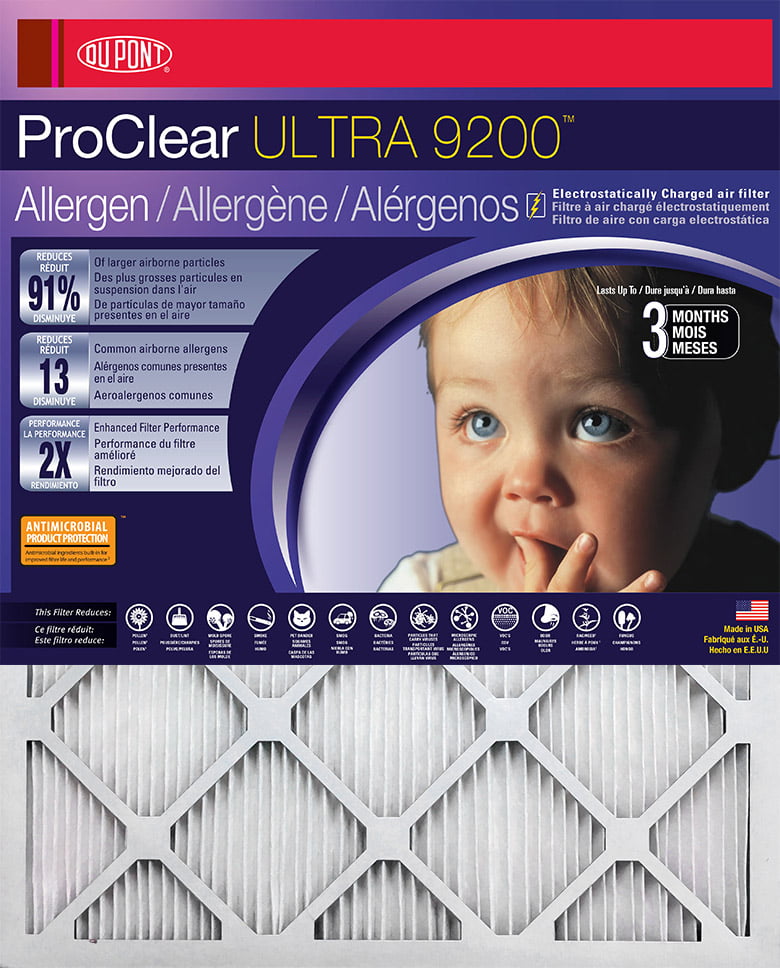 15.75 x 24.75 16x25x1 DuPont ProClear Ultimate Allergen Electrostatic Air Filter 6 Pack