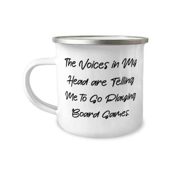 Cool Board Games 12oz Camper Mug, The Voices in My Head are Telling Me to Go Playing Board, Unique Idea Gifts for Friends, Holiday Gifts