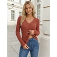 thumbnail image 4 of MOYIKO V Neck Long Sleeve Shirts for Women Fitted Thermal Undershirts Lightweight Trendy Tops, 4 of 7