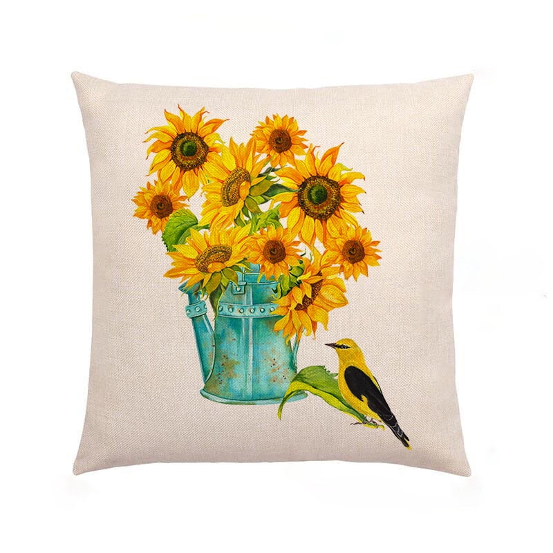 Sunflower Pillow Covers, Buffalo Plaid Sunflower Decor Summer Pillow