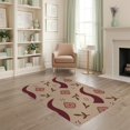thumbnail image 2 of ODIKA 4'x6' Beige Rust Burgundy Geometric Botanical Washable Area Rug Contemporary Abstract Moon Diamond Square Leaf Motif Scattered Stain Resistant, Low Pile, Easy Care for Dorm Room, Small Living, 2 of 7
